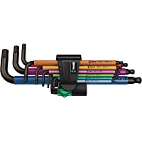 Wera 05073593001 950 SPKL-9 SM N Multicolour Juego de Llaves acodadas métricas- BlackLaser- 9 Piezas- Set